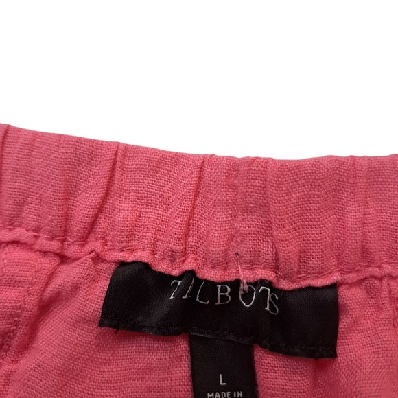 Talbots Linen Drawstring Midi‎ Skirt Women's Large Pink Pull On Pockets Vacation - Picture 4 of 9